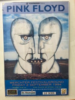 Rare 1994 Pink Floyd Concert Poster, Division Bell Belgium
