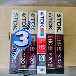 6 NEW TDK VHS TAPES 