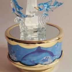 Glass Lighthouse Music Box Hand-crafted Glass Musical Mirrored Art