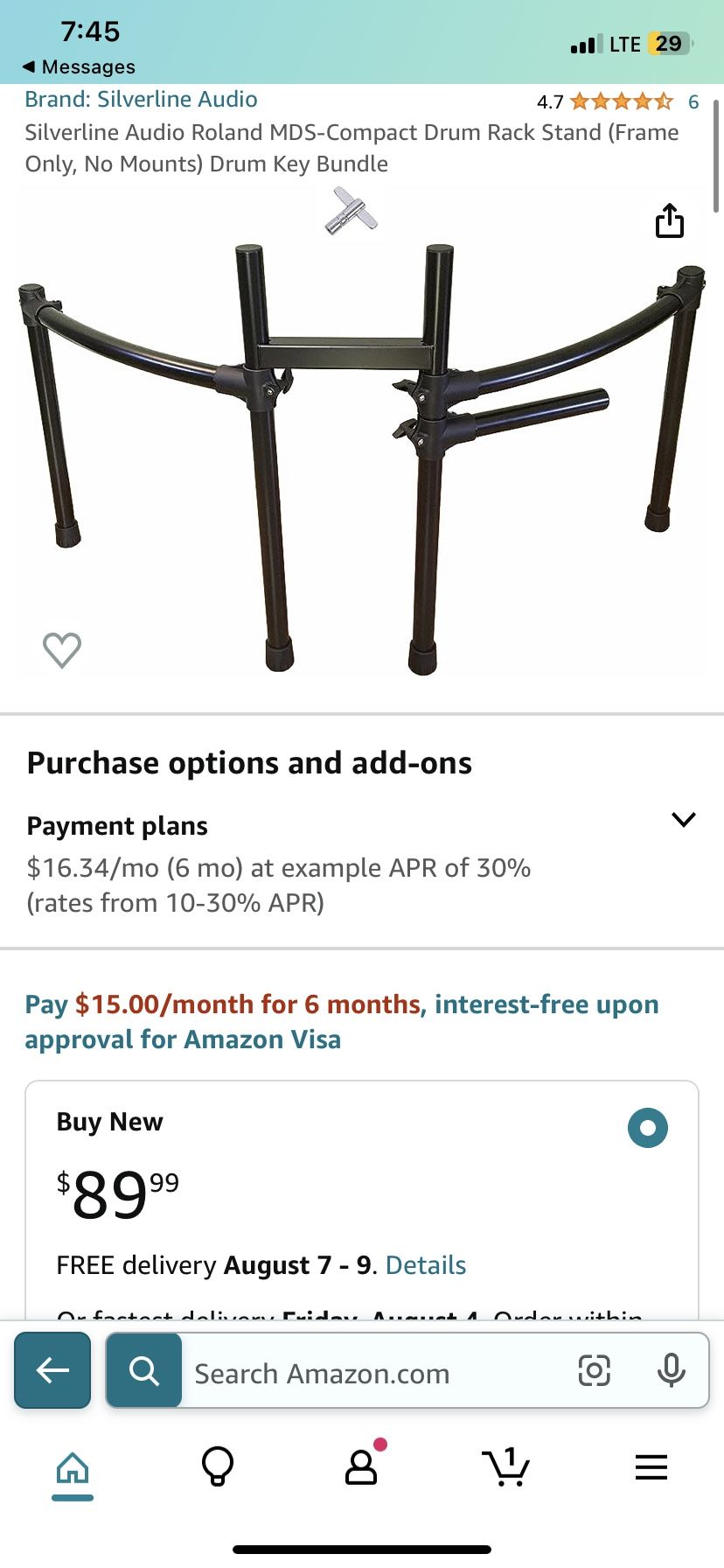 Silverline Audio Roland MDS-Compact Drum Rack Stand (Frame Only, No Mounts) Drum Key Bundle