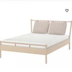 Bed frame, birch/birch veneer/Luröy, Queen
