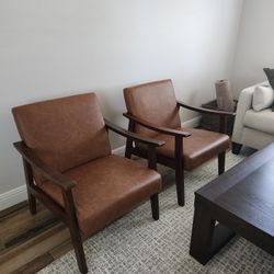 2x Modern Faux Leather Arm Chairs