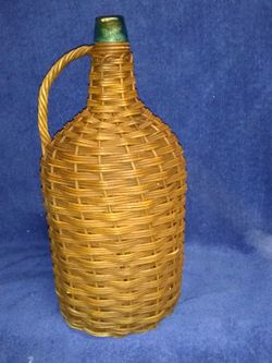 Vintage Basket Weaved Demijohn (Glass Bottle)