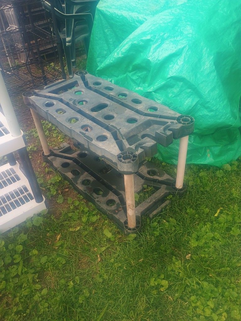 Plastic Shelf With 2 Shelves Green