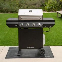 4-Burner Propane Gas Grill in Black with Stainless Steel Main Lid