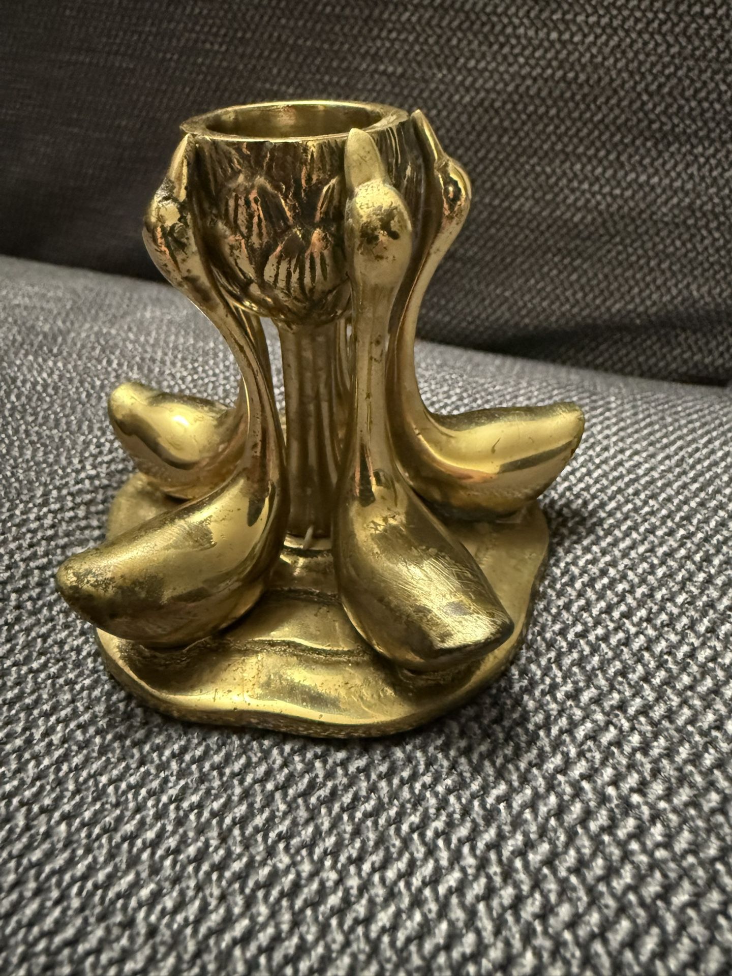 Vintage Hampton Brass Bird Candle Holder Ducks Made In Korea Solid Brass