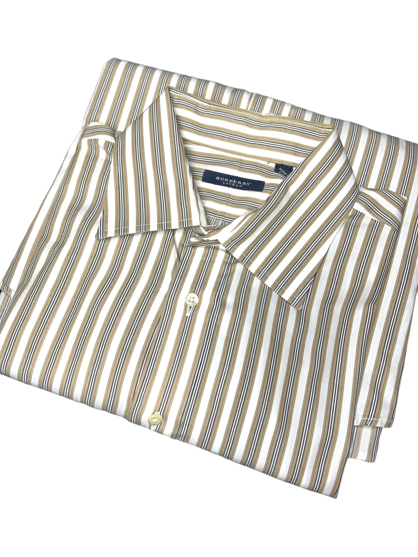 Burberry London Dress Shirt Long Sleeve Button Up Vertical Stripes Mens L