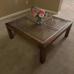 Set of 3 Wood/glass coffee table/tea room set