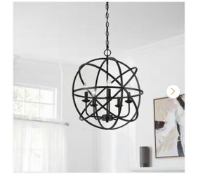 Sarolta Sands 5-Light Black Chandelier Light Fixture with Caged Globe Metal Shade