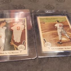 Lot Of 2 Vintage Fleer Ted Williams Baseball Cards Great Condition All For $25