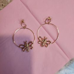 Earrings R J GRAZIANO MARY KAY " You Can Do It" Bumble Bee Goldtone HOOPS NEW