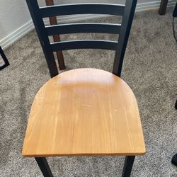Metal Framed Chair With Wooden Seat
