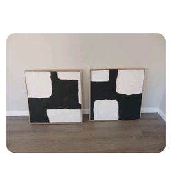 Hand-Painted Oil Paintings,Original Textured Painting On Canvas Black and White Abstract