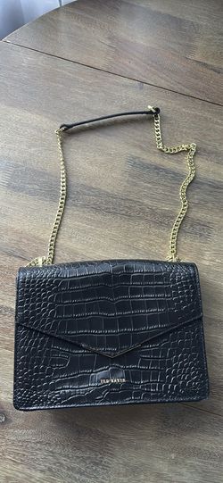 Ted Baker “Jaydaa” Croc‑Embossed Convertible Bag – Black