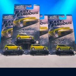Hot Wheels Silver Series Fast & Furious Honda Civic EG Green $10 Each