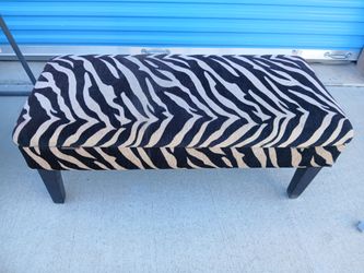 Black Striped Animal Print Bench Seat Storage Stool