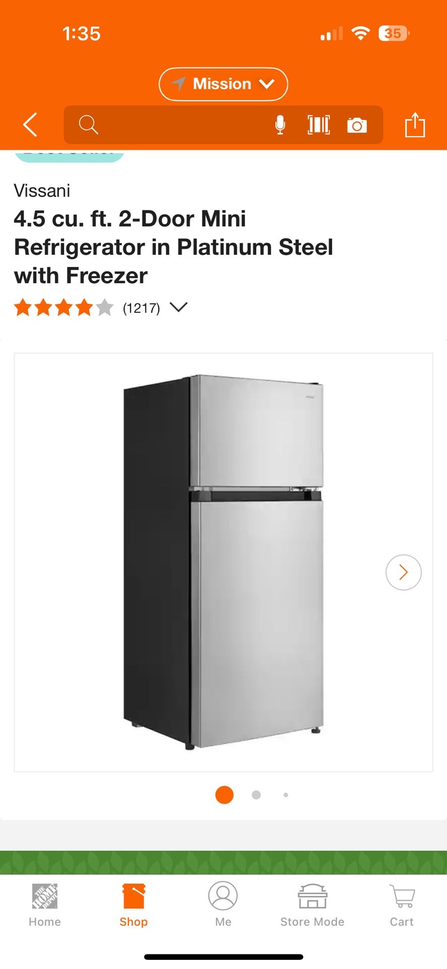 Vissani 4.5 Cubic Ft Refrigerator