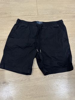 Psycho Bunny Shorts Men Small Black Elastic Waist Drawstring Athleisure Comfort