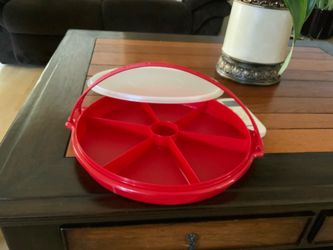 Red vintage tupperware party tray