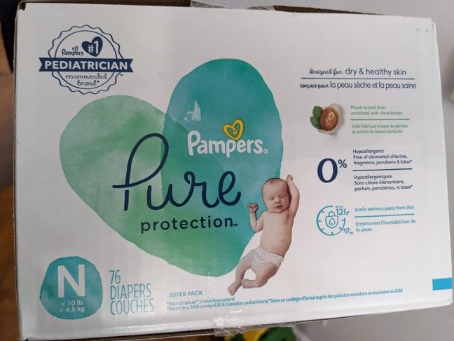 Brand New Sealed 76 Newborn Pampers Pure Diapers 