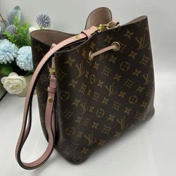 LOUIS VUITTON NOE OLD FLOWER COATED CANVAS COWHIDE BUCKET BAG SINGLE SHOULDER HANDBAG WOMEN'S BROWN(170)27