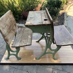 1920’s Double Pair Of Iron Children School Desk Home School Desk
