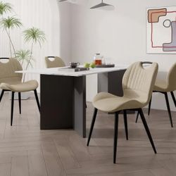 Brand new un-assembled set of 4 Leather dining chairs (not table ) Extremely Good Quality Chairs