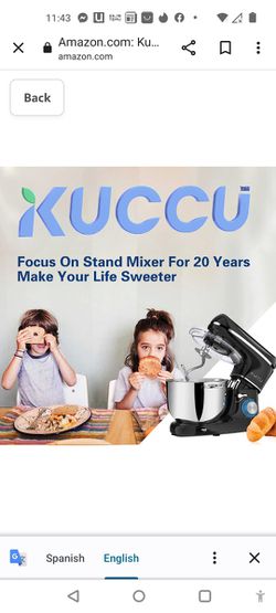 Kuccu Stand Mixer, 6 Qt 660W, 6-Speed Tilt-Head Food Dough Mixer, Kitchen  Electric Mixer with Stainless Steel Bowl,Dough Hook,Whisk, Beater, Egg  white separator (6-QT, Black-1) 