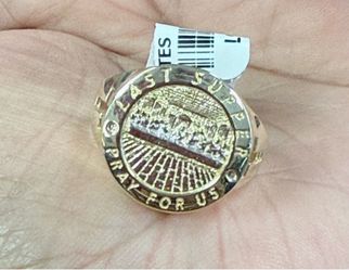 Size 9 10kt Gold Mens Last Supper Ring 4.8g