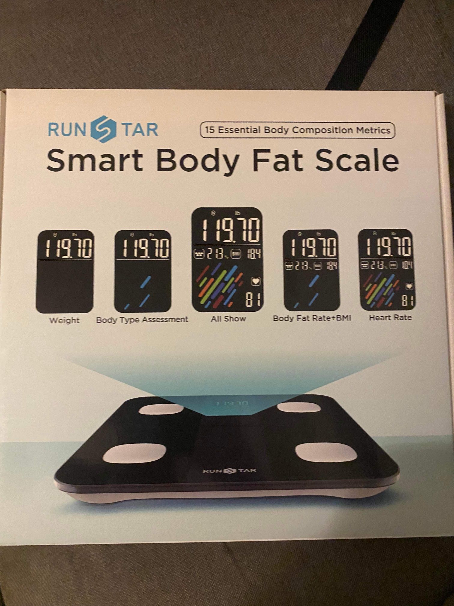 Smart Scale for Body Weight and Fat Percentage, RunSTAR High Accuracy Digital Bathroom Scale with Large Display for BMI Heart Rate FSA&HSA Eligible 15