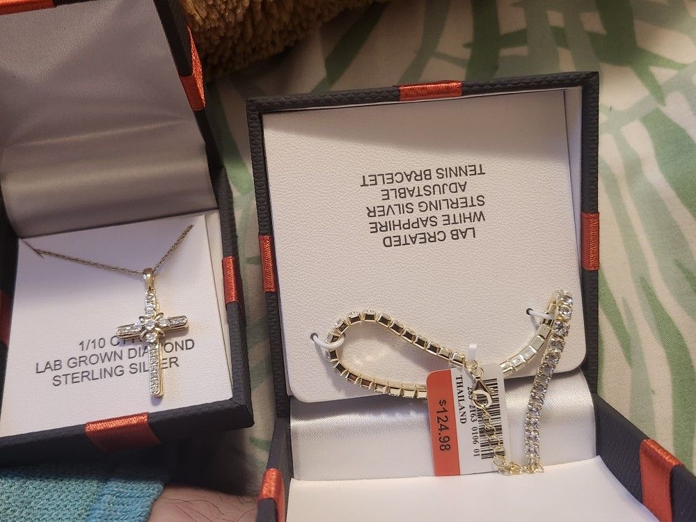 Bracelets 1 Diamond 1 Sapphire And Sterling Silver