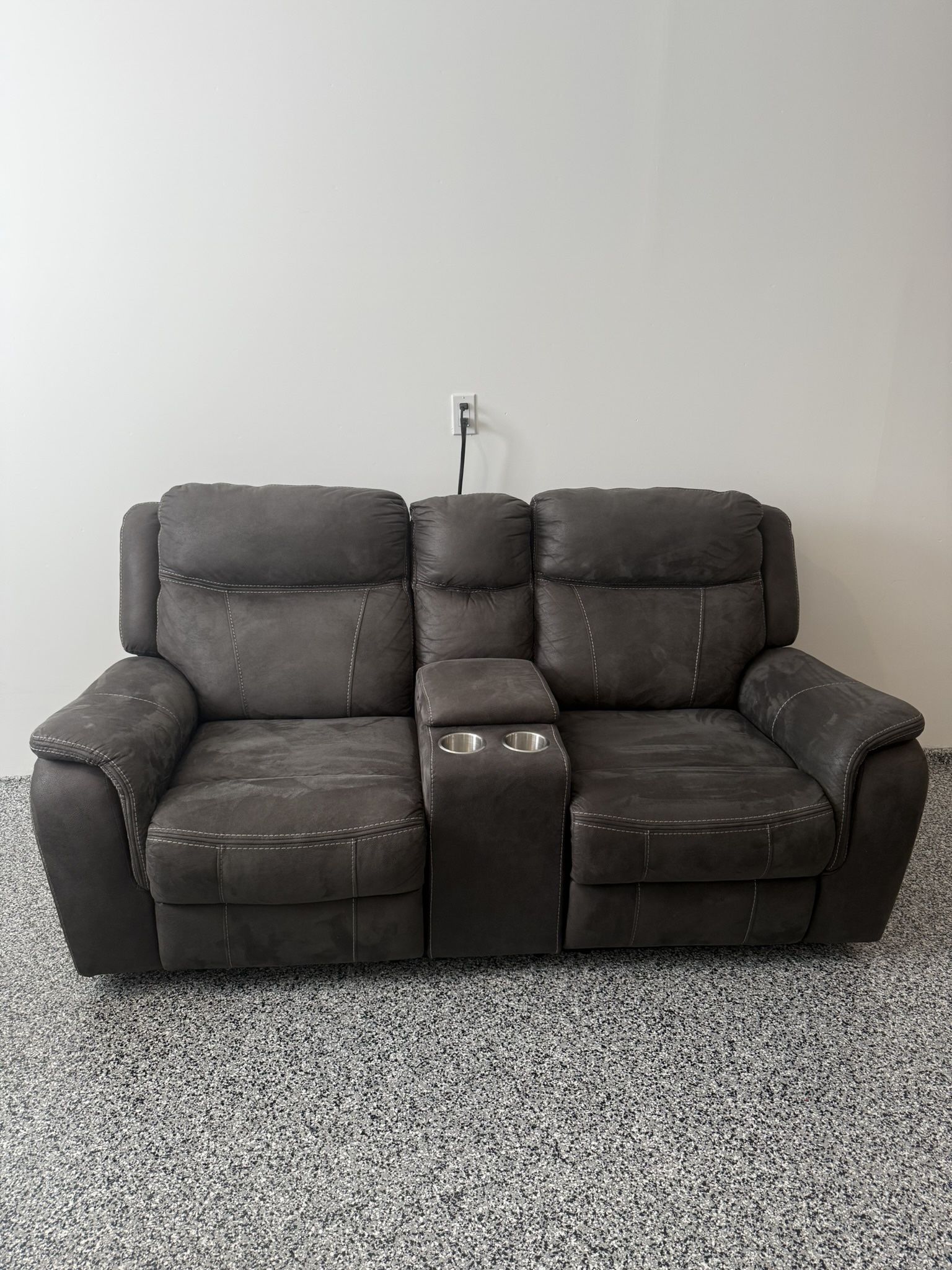 Griffin Grey 77" Power Reclining Storage Console Loveseat with USB by Living Spaces