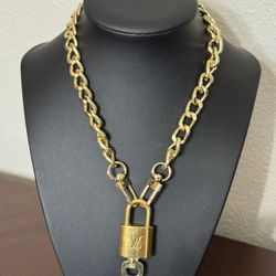 Authentic LV Louis Vuitton Lock&key Necklace W/ 15 3/4” Chain