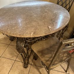 Dining Room Table, 6 Chairs, Hutch, Dinette Round Marble Table, 2 Chairs