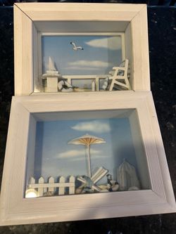 Set a two beach theme 3-D pictures