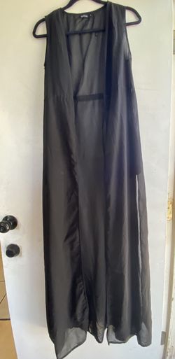 Long black beach kimono