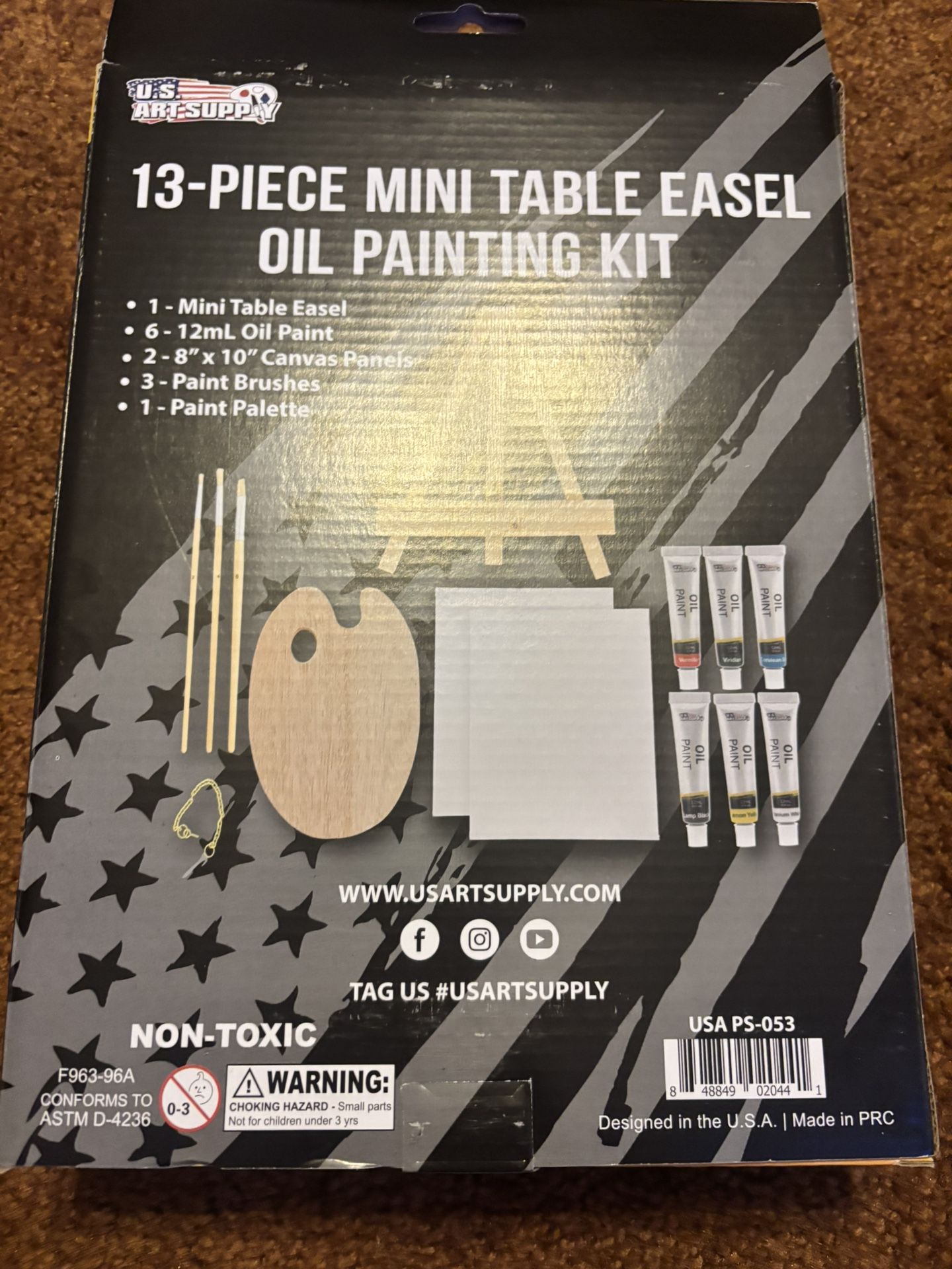 13 Piece Mini Table Easel Oil Painting Kit