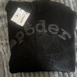 Brand New Sp5der Hoodie Black On Black Size Medium 