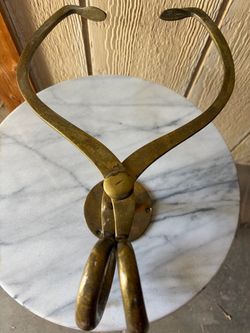 Vintage Solid Brass Ice Tongs Wall Mount Towel Holder (Heavy 3.6 lbs)