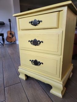 Vintage Yellow Cottage Style Nightstand