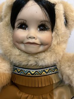 Baby Doll Face In A Plush Bear Suit With Leather Indian Look Design Clothes 