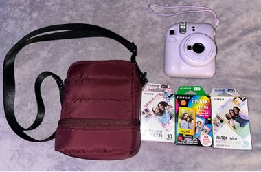 Fujifilm Instax Mini 12 Lilac Purple Instant Camera Bundle + Heyday Case + 3 Film Packs