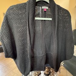 L Vince Camuto Black Crochet Sweater