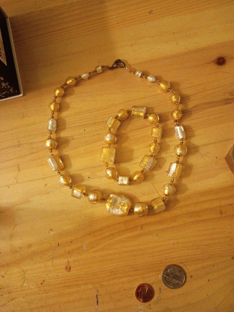 Yellow Necklace And Bracelet Set