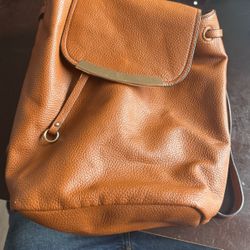 Women’s Backpack Purse Tan And Black 
