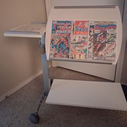 Portable Adjustable Tilting Overbed/Stand-Up Desk With Wheels