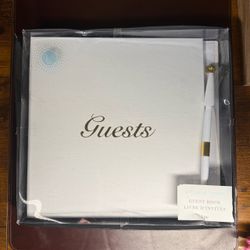 Victoria Lynn Wedding Guest Book with Pen – White & Gold