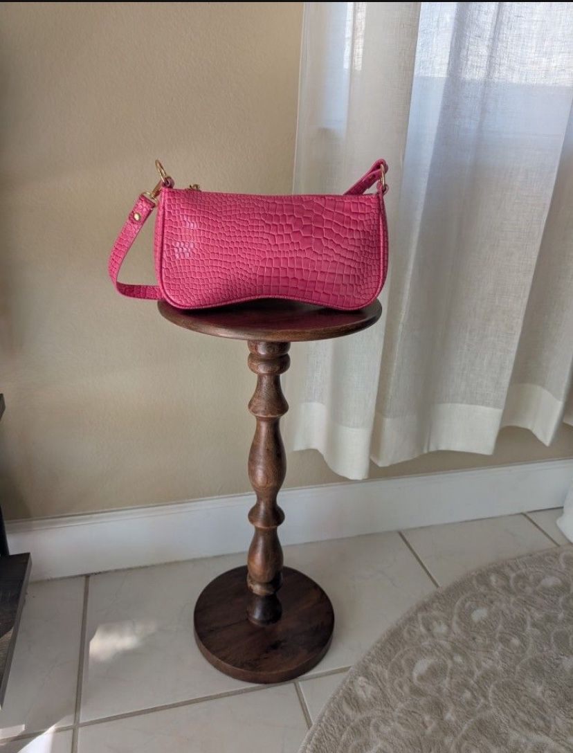 Hot Pink Crocodile Shoulder Bag, Purse