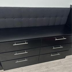 Dresser Black Silver Handles 