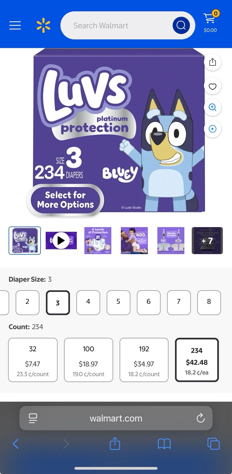 Diapers 3. Luvs 234 Ct 